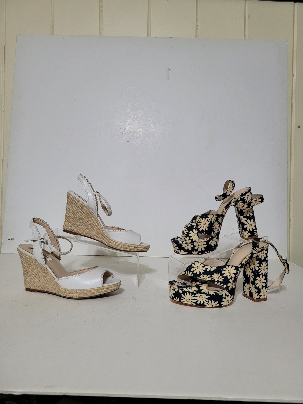 L.K. Bennett White Espadrille Wedge Sandals Raye Women Floral Sandals Size 9.5